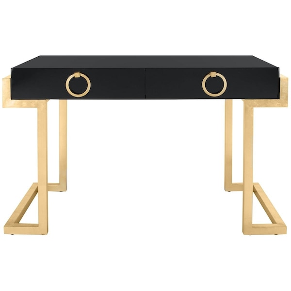 Safavieh Maia 2-Drawer Lacquer Desk, Black & Gold SFV3504A - main